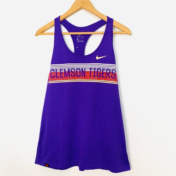 Like New Clemson Tigers Nike Women's Touch Performance Racerback Tank Top Purple - Picture 2 of 6